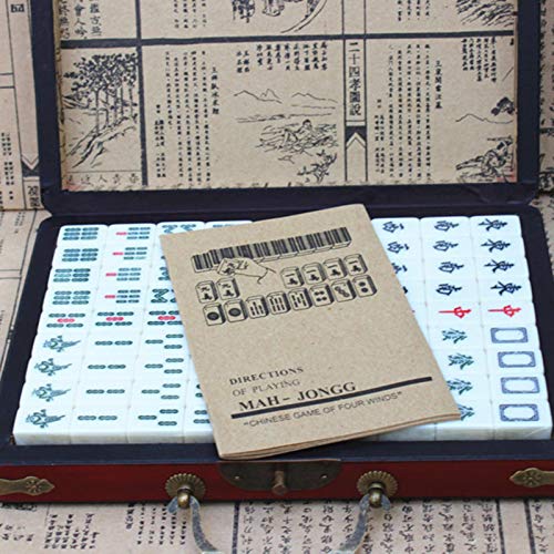 allforyou Mah-Jong Chino Numerado Mahjong Set 144 Tiles Mah-Jong Set Portable Chinese Toy with Box Party Game Game Board