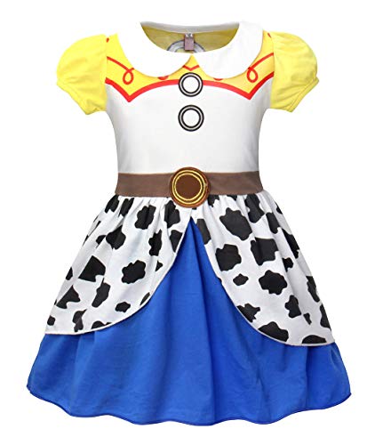 AmzBarley Disfraz Princesa Vestido Jessie Traje Niñas Navidad Fiesta Cumpleaños Halloween Carnaval 7-8 Años