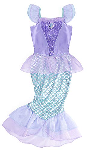 AmzBarley Princesa Disfraz Niña Fiesta Sirena Vestido Niña Sirenita Ropa Cumpleaños Accesorios Cosplay Halloween Bavidad Carnaval Bautizo 9-10 Años