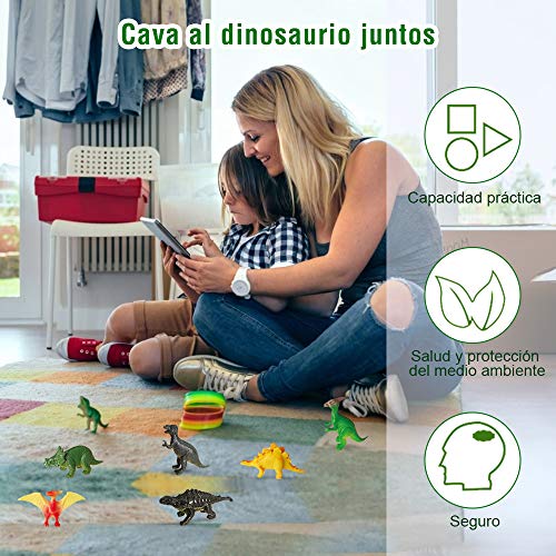 Anpro 12 Huevos de Dinosaurio,Kit de Excavación,Incluye 12 Figuras de Dinosaurios de Juguete, Regalo Infantil para Aprender Ciencias de la Arqueología