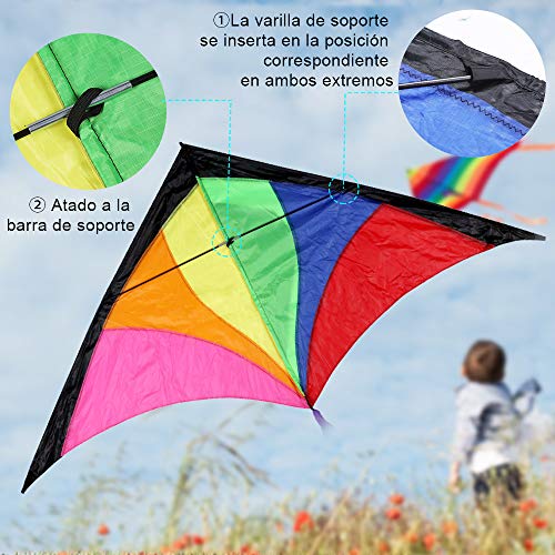 Anpro Gran Cometa para Niños y Adultos- Fácil de Volar con Viento Fuerte o una Suave Brisa Velas Niños