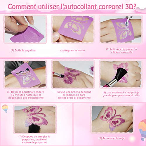 Anpro juego de esmaltes de uñas DIY, pegatinas de tatuajes temporales a juego, regalo creativo para niñas, kit de salón de uñas para niñas