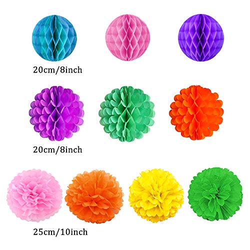 aovowog 21 Pack Decoración Fiesta Abanicos de Papel Flores Pompom Bolas de Nido de Abeja Guirnaldas para Celebración Fiesta de Cumpleaños Bodas Carnaval Mexicano