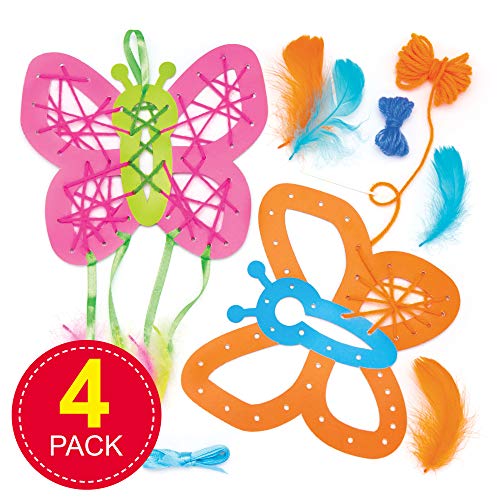 Baker Ross-AW406 Make A Butterfly Dream Catcher Kit – Pack de 4, atrapasueños para niños, Multicolor, a_na (AW406)