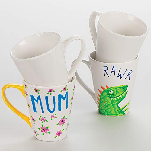 Baker Ross diseña tus propias tazas grandes de porcelana contemporáneas (paquete de 4) para que los niños decoren