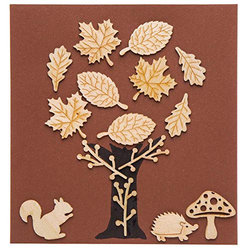 Baker Ross Figuritas de madera con motivos otoñales (pack de 45) que los niños pueden crear y decorar