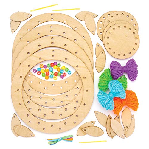 Baker Ross Kit de Atrapasueños de Madera (paquete de 4) para que los niños hagan, personalicen y exhiban para actividades de manualidades