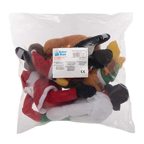 Baker Ross - Muñecos de peluche navideños para colgar - Un juguete suave, perfecto para calcetines y bolsas sorpresa invernales (pack de 5)