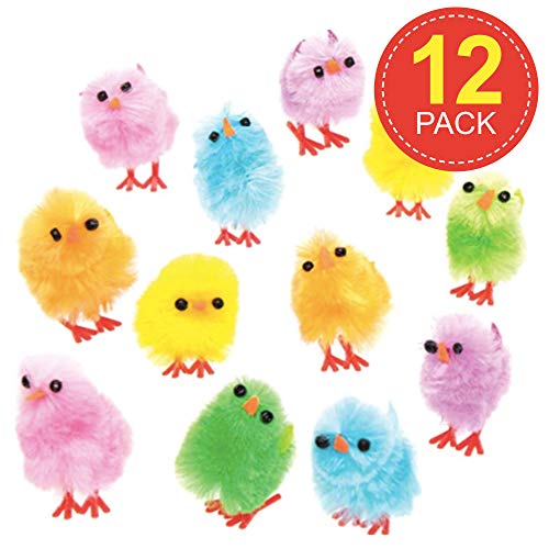 Baker Ross- Pollitos de Peluche de Colores (Pack de 12) -Crear Decoraciones de Primavera y Adornos de Pascua