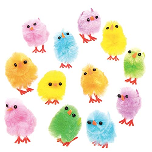 Baker Ross- Pollitos de Peluche de Colores (Pack de 12) -Crear Decoraciones de Primavera y Adornos de Pascua