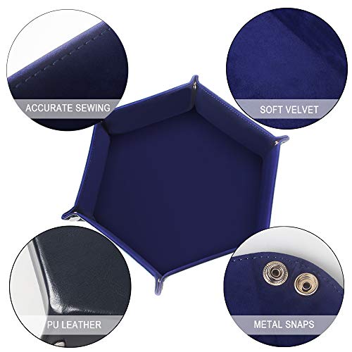 Bandeja de Dados de Doble Cara con Hexágono de PU Hexagonal Plegable Soporte de Dados de Terciopelo para RPG DND Otros Juegos de Mesa y Juegos de Mesa Bandeja de Almacenamiento Rojo y Azul