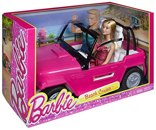 Barbie - Muñeco Ken y muñeca Barbie con su coche de playa, coche muñeca (Mattel CJD12)