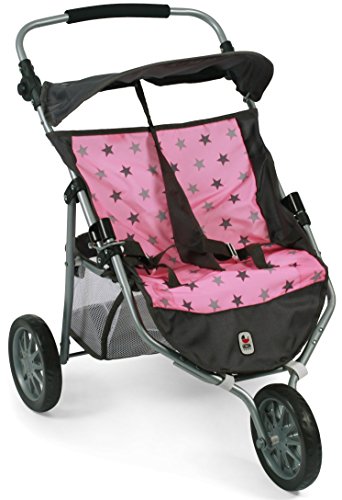 Bayer Chic 2000 697 83 Jogger, de Gemelos muñeca Carro, Estrellas Gris