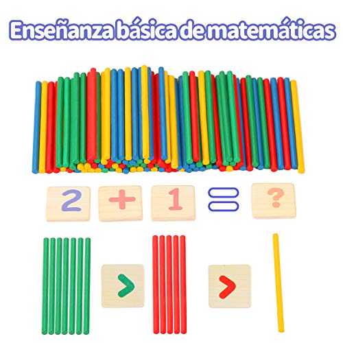 BBLIKE Juguetes de Madera Niños, Tablero Montessori Reloj Pintura Números Apilamiento Clasificación Matemática Aprendizaje de Juegos, Juguetes Educativos 3 4 5 años Niños (A)