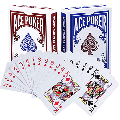 BETOY póker Naipes 2 Paquete Cartas de Poker Impermeables Cartas de póker de plástico Cartas magicas clásicas para niños y Adultos Mesa Juegos de Cartas(54 Piezas/Cubierta)