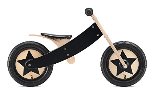 BIKESTAR Bicicleta sin Pedales para niños y niñas | Bici Madera 12 Pulgadas a Partir de 3-4 años | 12" Edición Marco Ajustable Negro