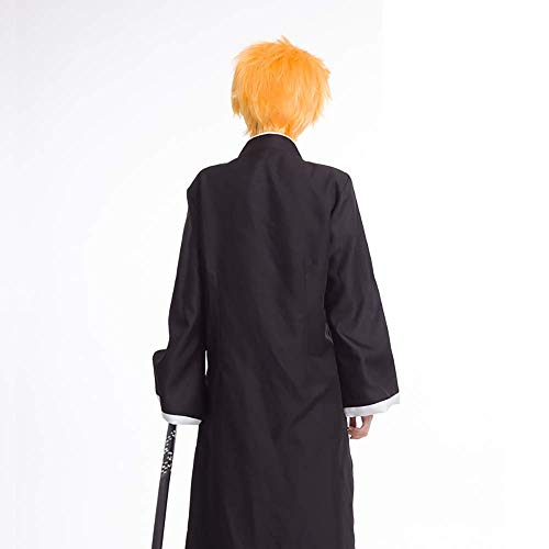 Bingchuan Bleach Kurosaki Ichigo Disfraz de Cosplay Traje de Anime japonés Conjunto Completo con máscara de Peluca