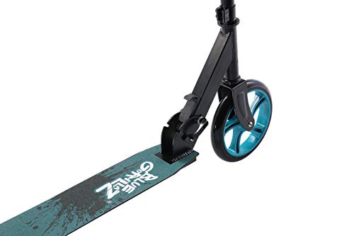 BLUE GORILLAZ Patinete Patineta Scooter Plegable para niños y niñas a Partir de 7 años y Adultos, 205mm Kickscooter Manillar Ajustable, Negro