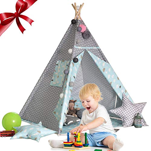 Carpa India para Niños, Tipi Tienda Infantil Grande De Juego, Play House para Carpa De Interior para Niños, Carpa Infantil De Interior Play House Bola De Piel Blanca Carpa para Bebé