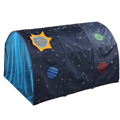 Carpa para cama de juegos para niños Carpa de túnel para juegos para niños Carpa para cama Sky Dream Carpas para cama con cortina de red doble y bolsa de transporte para niños Caja de juego(AZUL)