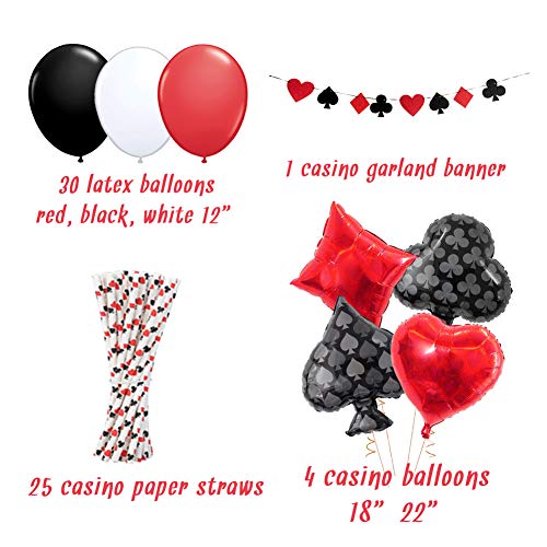 Casino Party Decorations Game Night Casino Straws Globos Banner para Poker Party Supplies