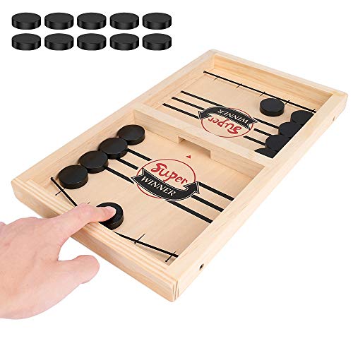 CestMall - Juego de Juegos de Mesa Familiar 6 en 1, Juego de Mesa de Madera Ludo, Juego de catapulta, Rompecabezas de Tres en Raya, Tangram, ajedrez Gobang para niños, Juegos de Mesa cooperativos