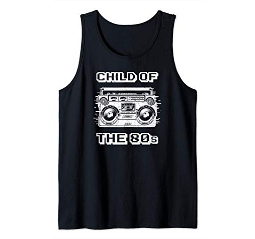 Child Of The 80s Retro Boombox Cool Pixel Glitch Arcade Gift Camiseta sin Mangas