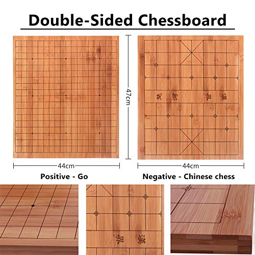 Chinese Go Chess 2 en 1 Go Game Juegos de mesa, 2 jugadores Go Game Set Weiqi Educational Games, Bamboo Chess Board 19x19 Grid, Go Chess Board Game Set, para jugadores de ajedrez y principiantes