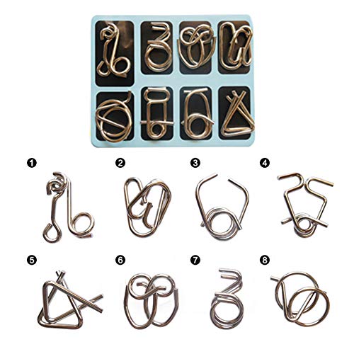 Chonor 8 Piezas Mini Rompecabezas de Metal Alambre Puzzle Set, IQ Entrenamiento Juego de la Mente Inteligencia Logica Educativa Juguete Idea de Regalo para Adultos y Niños