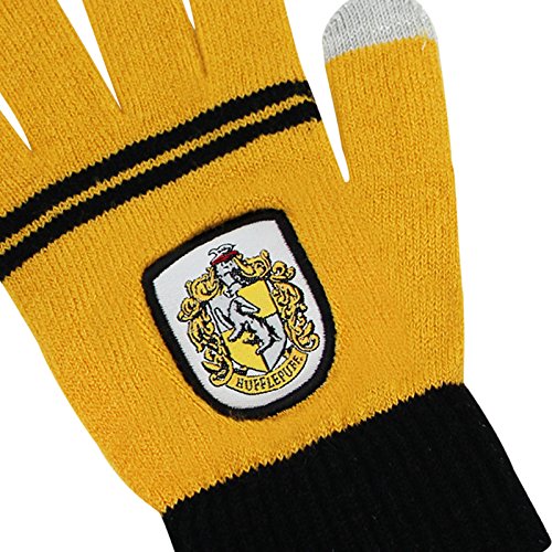 Cinereplicas - Harry Potter - Guantes de Pantalla táctil - Licencia Oficial - Casa Hufflepuff - Talla Única - Amarillo y Negro