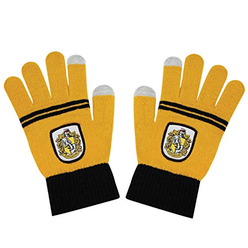 Cinereplicas - Harry Potter - Guantes de Pantalla táctil - Licencia Oficial - Casa Hufflepuff - Talla Única - Amarillo y Negro