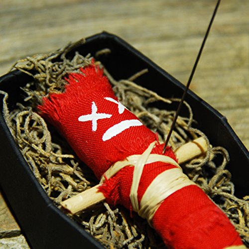 Coffin Doll Red - Muñeca de vudú original con sargo, aguja e instrucciones de ritual (idioma español no garantizado)