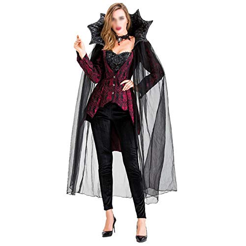 Cosplay novedoso Novela de la serie de Cosplay Señora del traje de Halloween del vampiro diablo reina paquete de Cosplay de Rol Negro vestido de la viuda Disfraz de Halloween ( Color : A , Size : S )