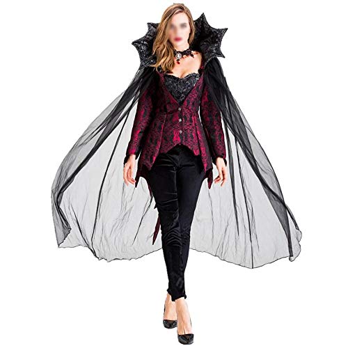 Cosplay novedoso Novela de la serie de Cosplay Señora del traje de Halloween del vampiro diablo reina paquete de Cosplay de Rol Negro vestido de la viuda Disfraz de Halloween ( Color : A , Size : S )