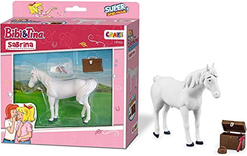 CRAZE Bibi & Tina 31223-Juego de 3 Figuras de Caballo Sabrina Amadeus Maharadscha para coleccionar y Jugar, Incluye Accesorios, Color carbón (31223)