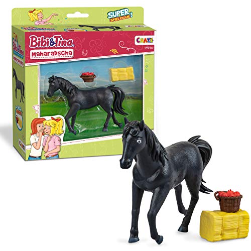 CRAZE Bibi & Tina 31223-Juego de 3 Figuras de Caballo Sabrina Amadeus Maharadscha para coleccionar y Jugar, Incluye Accesorios, Color carbón (31223)