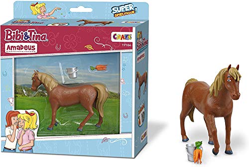 CRAZE Bibi & Tina 31223-Juego de 3 Figuras de Caballo Sabrina Amadeus Maharadscha para coleccionar y Jugar, Incluye Accesorios, Color carbón (31223)