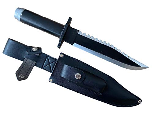 Cuchillo de supervivencia de goma Johnnies, tamaño completo, accesorio para disfraz de 32 cm, herramienta de senderismo de montaña, accesorio de disfraz de Rambo