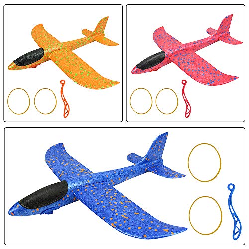 Diealles Shine Avión Planeador, 3 Pcs Planeador de Juguete para niños, Deportes al Aire Libre Volar Juguete 35cm