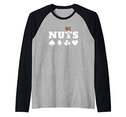 Diseño de póquer Ardilla Nuts Juego de cartas de póquer de Camiseta Manga Raglan