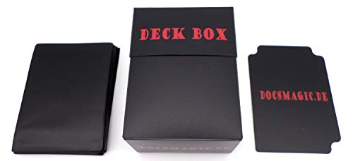 docsmagic.de Deck Box + 100 Double Mat Black Sleeves Standard - Caja & Fundas Negra - PKM - MTG