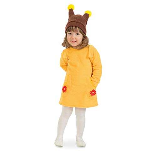 Dulce Vestido de Caracol para niña/Amarillo-marrón 99-104 cm, 3-4 años/Disfraz Infantil pequeño Caracol carnavales Infantiles y Fiestas temáticas
