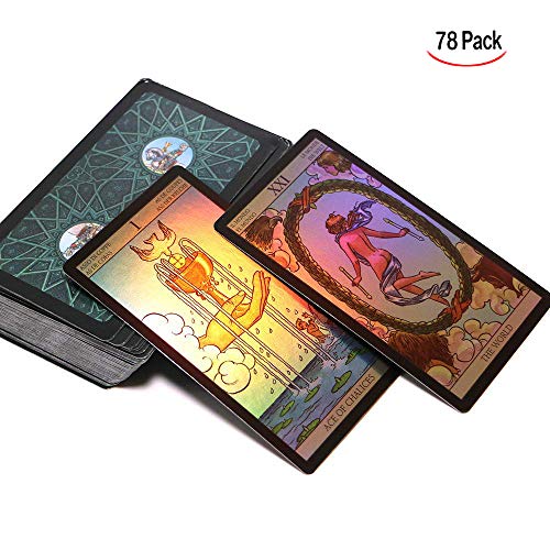 Enzege 78 Pcs Tarot, Tarot Juego de Mesa, Juego de Cartas con Caja para Principiantes (Negro)