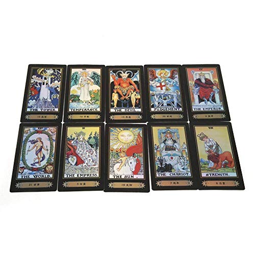 Enzege 78 Pcs Tarot, Tarot Juego de Mesa, Juego de Cartas con Caja para Principiantes (Negro)