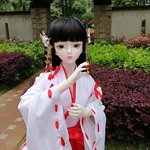 EVA BJD Chica Brujas Japonesa 1/3 BJD Muñeca 24.4in 62 Cm Kimono Muñecas Articuladas + Accesorio Completo Ji Gong Muñecas Femeninas Decoración Inuyasha