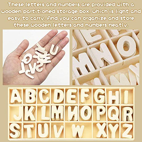 FAVENGO 216 pcs Letras Mayúsculas Madera y Numero de Madera Letras de Madera Decorativas y Numero del 0 al 9 Letras Mayúsculas 26 Alfabeto Madera para Decorar Enseñar Niños Manualidades con Bandeja