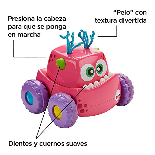 Fisher-Price Coche Monstruito rosa, juguete gateo, bebé +9 meses (Mattel DRG14)