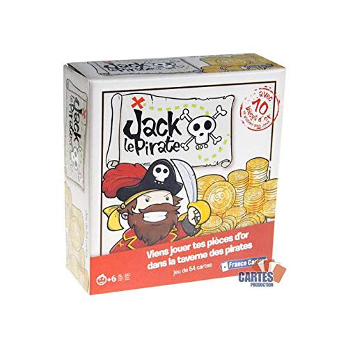 France Cartes 410445 - Juego de Cartas de Jack el Pirata con 54 Cartas y 10 Monedas de Oro [Pueden incluir Texto en francés]