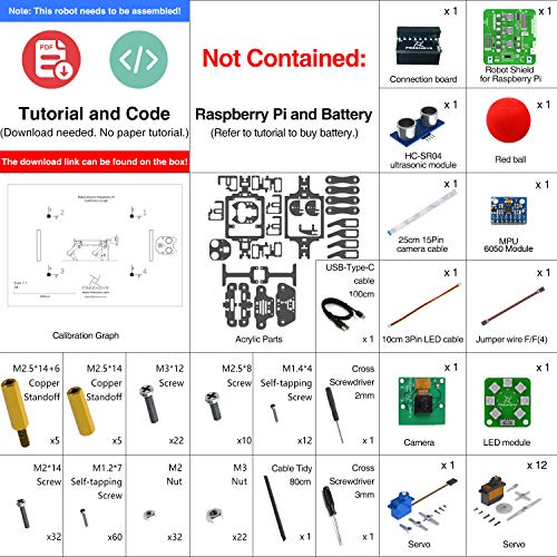 Freenove Robot Dog Kit para Raspberry Pi 4 B 3 B + B A +, Caminar, Autoequilibrio, Rastreo de Bolas, Reconocimiento Facial, Video en Vivo, Rango Ultrasónico, Cámara Servo Inalámbrica RC