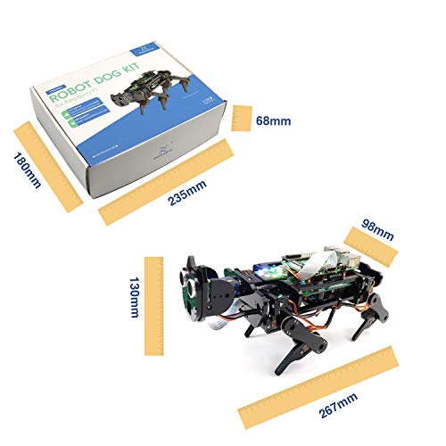 Freenove Robot Dog Kit para Raspberry Pi 4 B 3 B + B A +, Caminar, Autoequilibrio, Rastreo de Bolas, Reconocimiento Facial, Video en Vivo, Rango Ultrasónico, Cámara Servo Inalámbrica RC